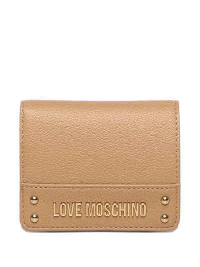 Love Moschino Logo-plaque Studded Wallet In Metallic