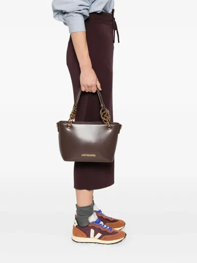 Love Moschino Logo-plaque Top-handle Tote Bag In Brown