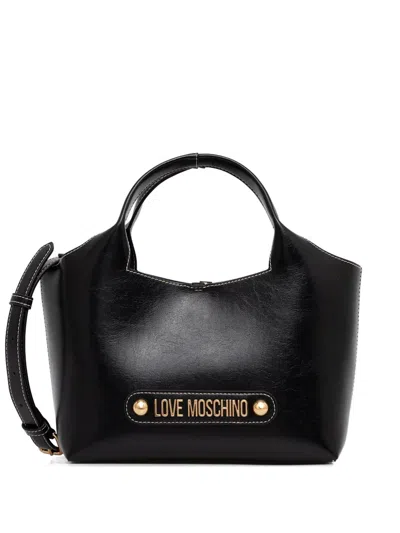 Love Moschino Logo-plaque Top Tote Bag In Black