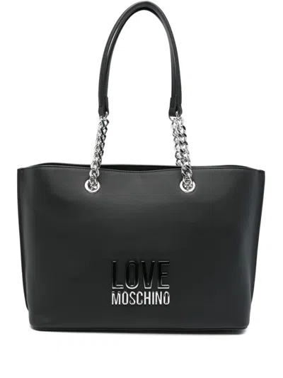 Love Moschino Logo-plaque Tote Bag In 黑色