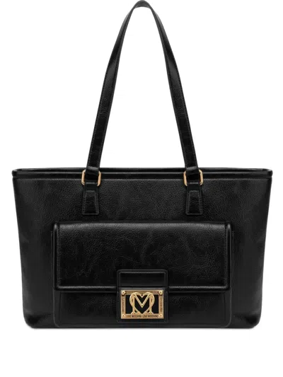 Love Moschino Logo-plaque Tote Bag In Black