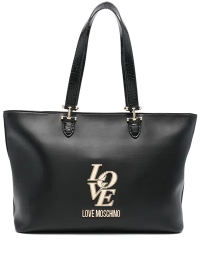 Love Moschino Logo-plaque Tote Bag In Black