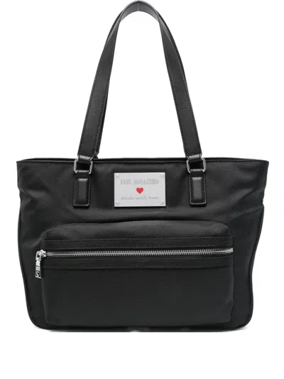 Love Moschino Logo-plaque Tote Bag In Black