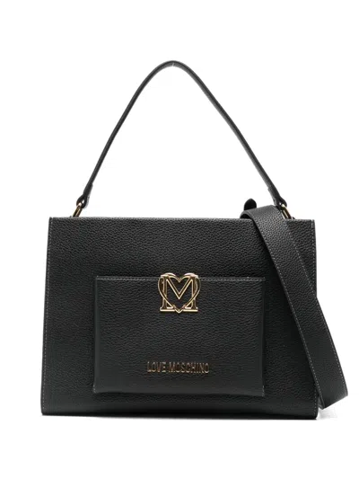 Love Moschino Logo-plaque Tote Bag In Black