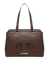 Love Moschino Logo-plaque Tote Bag In Brown