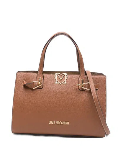 Love Moschino Logo-plaque Tote Bag In Brown