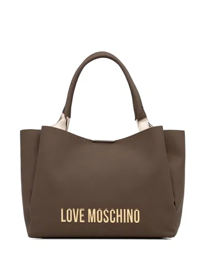 Love Moschino Logo-plaque Tote Bag In Brown