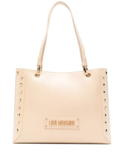 Love Moschino Logo-plaque Tote Bag In Neutrals