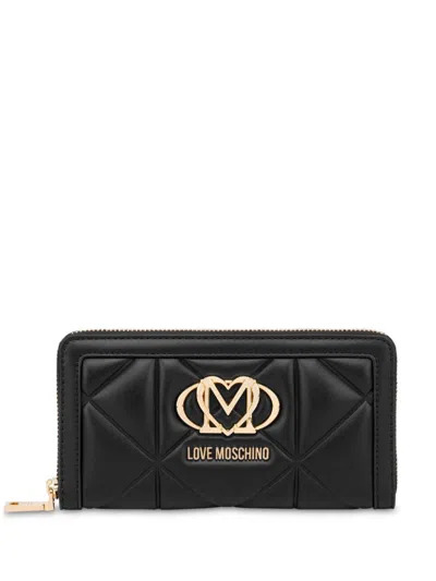 Love Moschino Portemonnaie Mit Logo-schild In Black