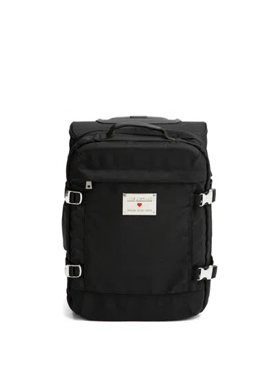 Love Moschino Logo-plaque Wheeled Luggage In Black