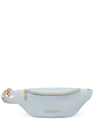 Love Moschino Logo-plaque Zip Belt Bag In Blue