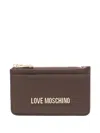 Love Moschino Logo-plaque Zip-fastening Cardholder In Brown