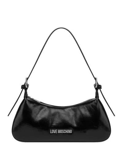 Love Moschino Logo-plaque Zip-fastening Shoulder Bag In Black