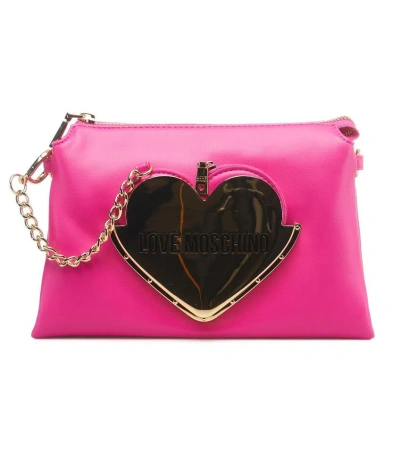 Love Moschino Logo Plaque Zipped Shoulder Bag In Pink
