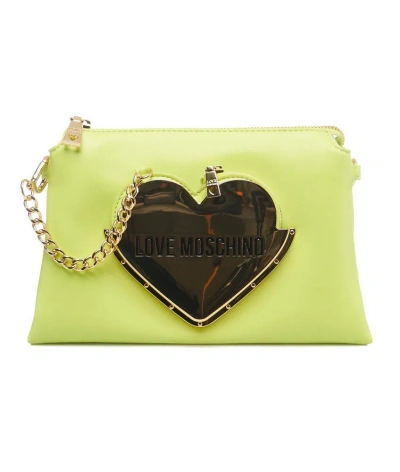 Love Moschino Logo Plaque Zipped Shoulder Bag In Yellow