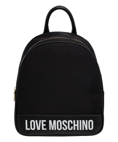 Love Moschino Logo Print Backpack In Black