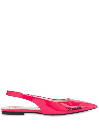Love Moschino Ballerinas Mit Logo-print In Rosa