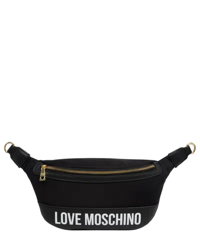 Love Moschino Logo Print Belt Bag In Black