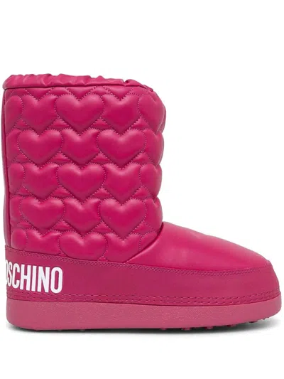 Love Moschino Logo-print Boots In Pink