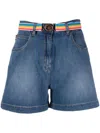 Love Moschino Logo-print Denim Shorts In Blue