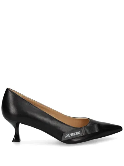 Love Moschino Logo-print Leather Pumps In Nero