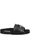 Love Moschino Logo-print Leather Slides In Black