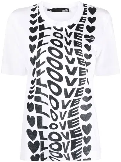 Love Moschino T-shirt Mit Logo-print In White
