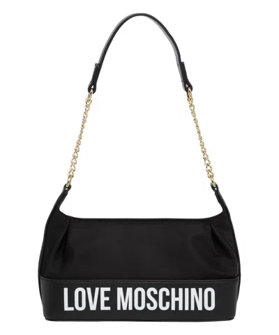 Love Moschino Logo Print Shoulder Bag In Black