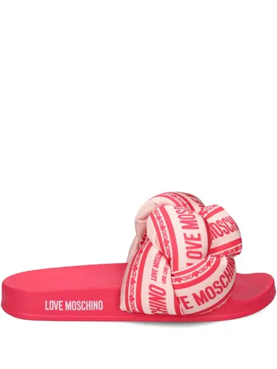 Love Moschino Logo-print Slides In Rosa