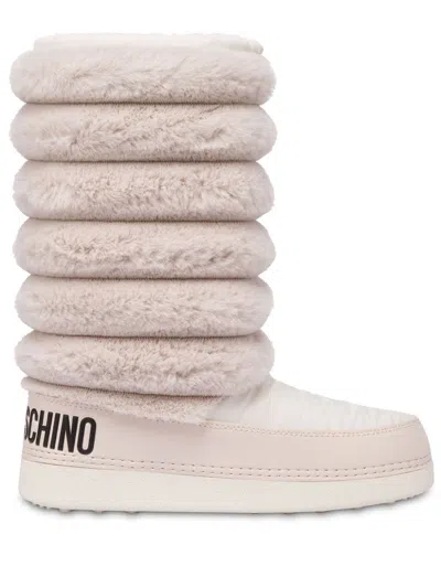 Love Moschino Logo-print Slip-on Boots In Neutrals