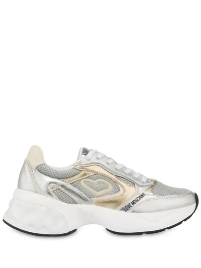 Love Moschino Logo-print Sneakers In Silver