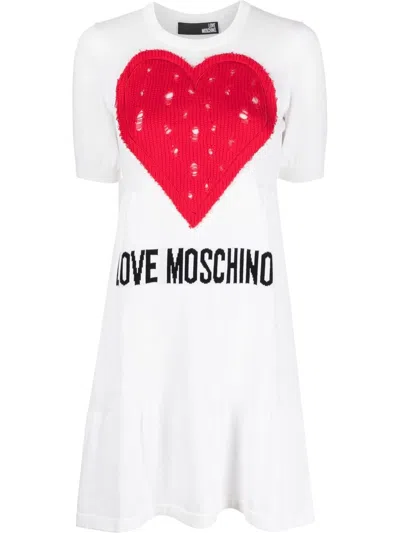 Love Moschino Logo-print T-shirt Dress In Weiss