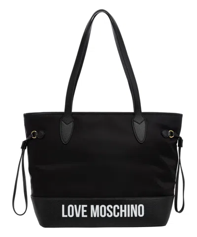 Love Moschino Logo Print Tote Bag In Black