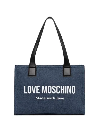 Love Moschino Logo-print Tote Bag In Blue