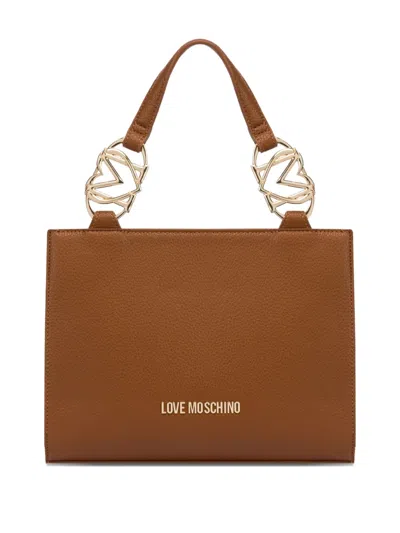 Love Moschino Logo-ring Handle Tote Bag In Brown