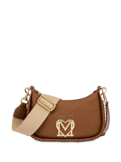 Love Moschino Logo Shoulder Bag In Brown