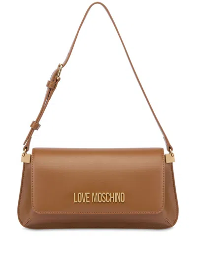 Love Moschino Logo Shoulder Bag In Brown