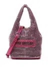 Love Moschino Logo Lettering Embellished Bucket Bag In Pink