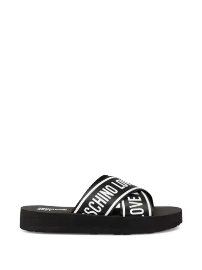 Love Moschino Logo Slide In Black