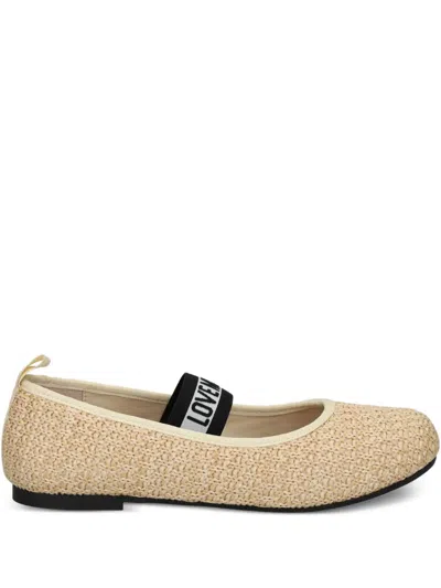 Love Moschino Logo-strap Ballerina Shoes In Neutrals