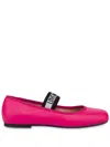 Love Moschino Ballerinas In Nappa With Elastic Logo Band In Pink
