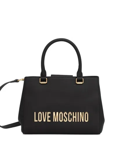 Love Moschino Logo Lettering Rigid Tote Bag In Black