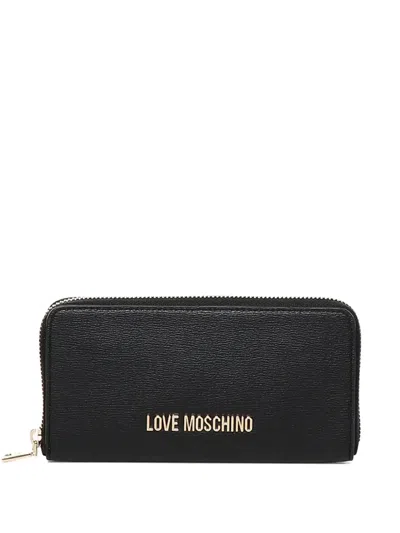 Love Moschino Logo Zip-around Wallet In Black