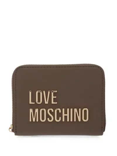 Love Moschino Logo Zip Wallet In Brown