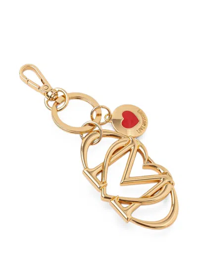 Love Moschino Logo-charm Heart Keyring In Gold