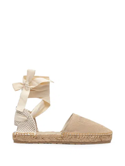 Love Moschino Logo-debossed Lace-up Espadrilles In Neutral