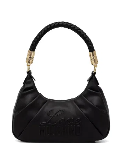 Love Moschino Logo-detail Braided-handle Tote Bag In Black