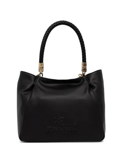 Love Moschino Logo-detail Braided-handle Tote Bag In Black