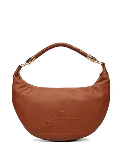Love Moschino Logo-detail Braided-handle Tote Bag In Brown