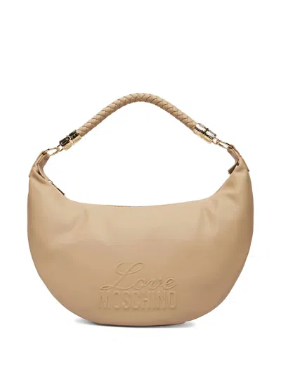 Love Moschino Logo-detail Braided-handle Tote Bag In Neutral
